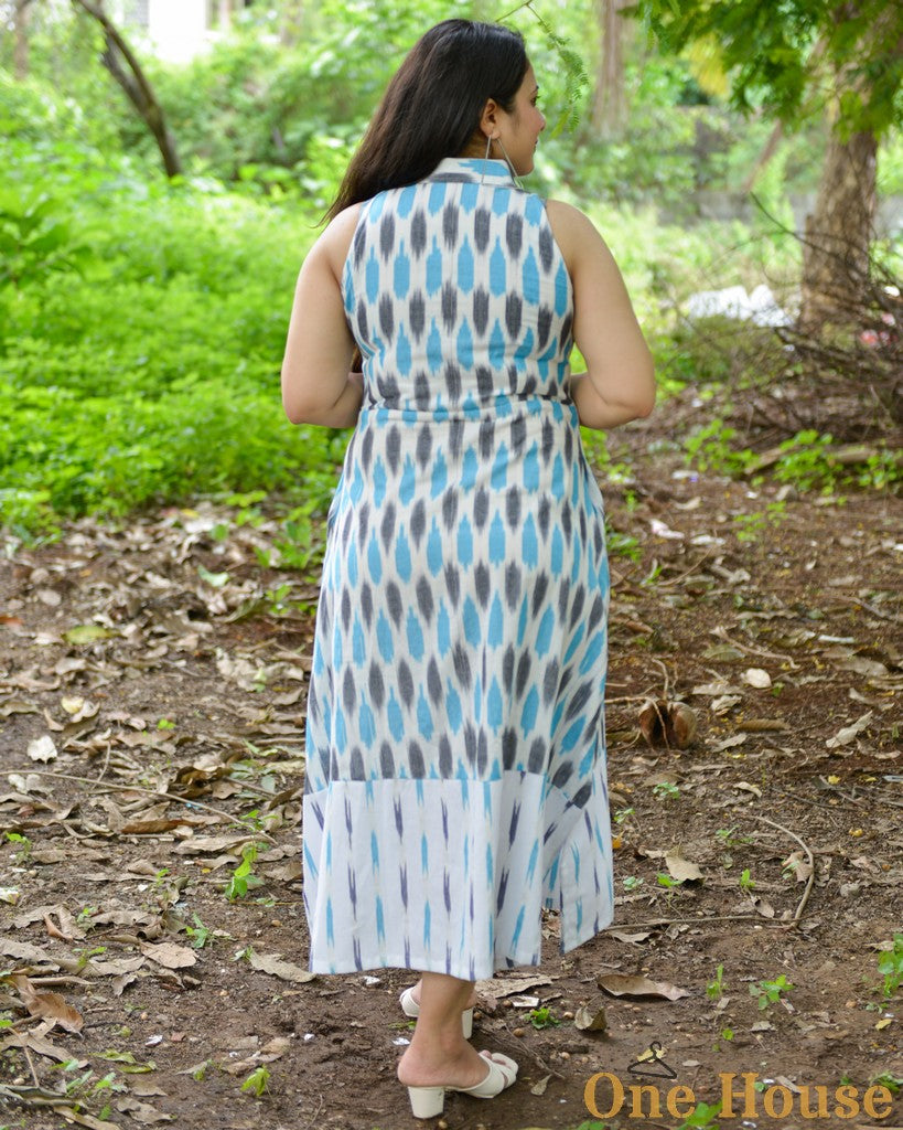 Milky White Halter Ikat Midi Maternity Dress
