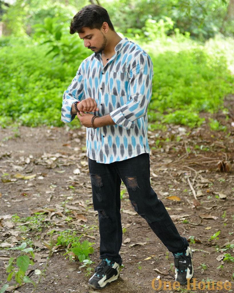 Milky White Ikat Shirt