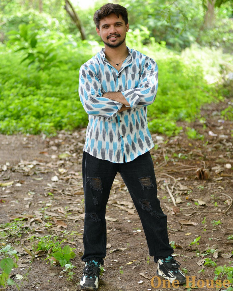 Milky White Ikat Shirt