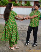 Green Pinwheel Anarkali Family Set