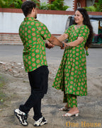 Green Pinwheel Anarkali Family Set