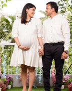 Starry White Short Nursing Dress