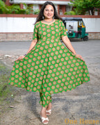 Green Pinwheel Anarkali Coord Set