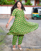 Green Pinwheel Anarkali Maternity Coord Set