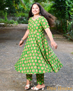 Green Pinwheel Anarkali Coord Set