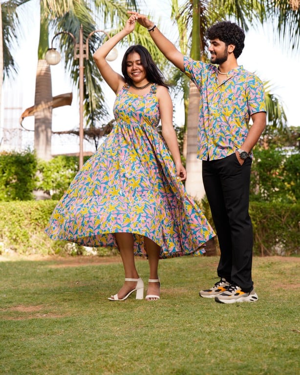 Tulip Vine Long Frill Couple Set