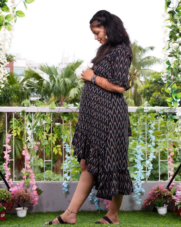 Jazzy Black Senorita Ikat Nursing Dress