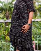 Jazzy Black Senorita Ikat Nursing Dress