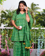 Green Ikat Sharara Maternity Set