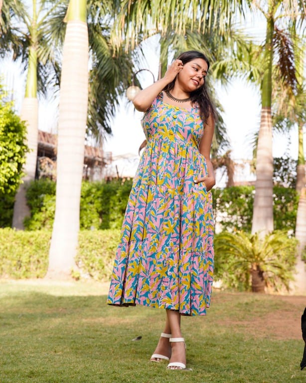Tulip Vine Long Frill Dress