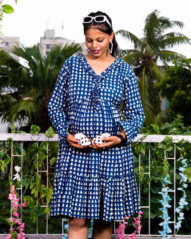 Indigo Triad Maternity Dress