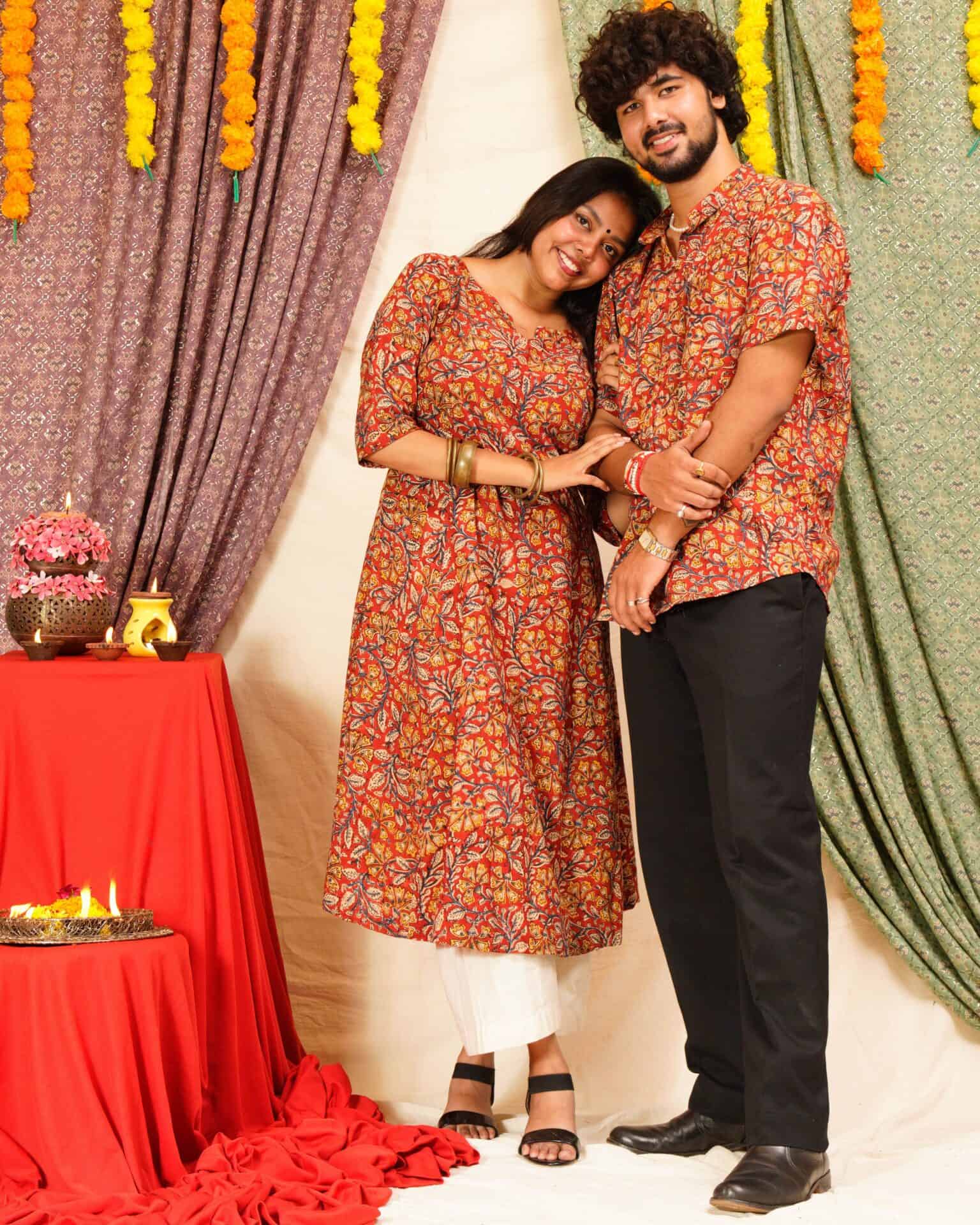 Red Floral Kiara Dawn Kurta Family Set