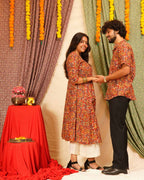 Red Floral Kiara Dawn Kurta Couple Set