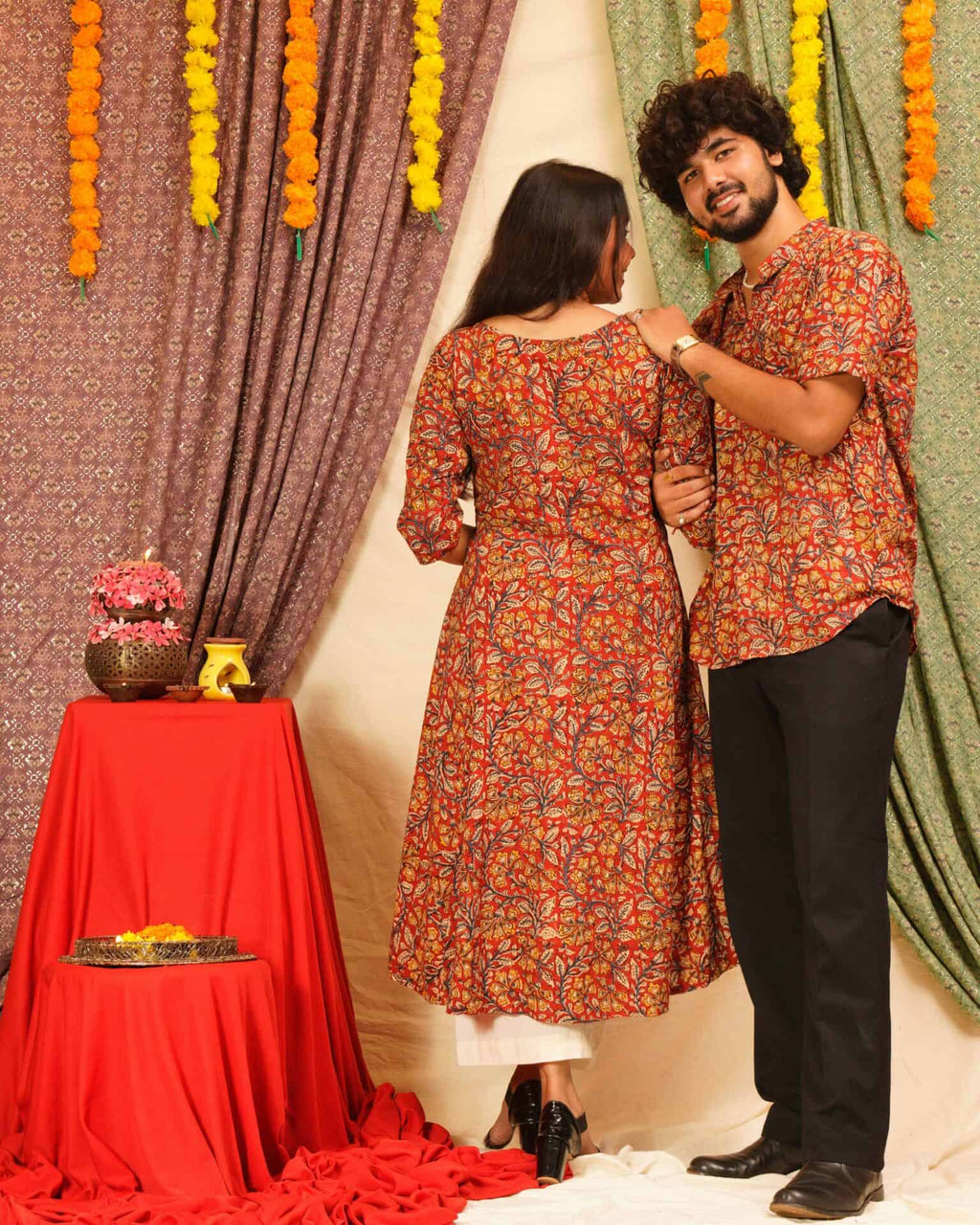 Red Floral Kiara Dawn Kurta Family Set