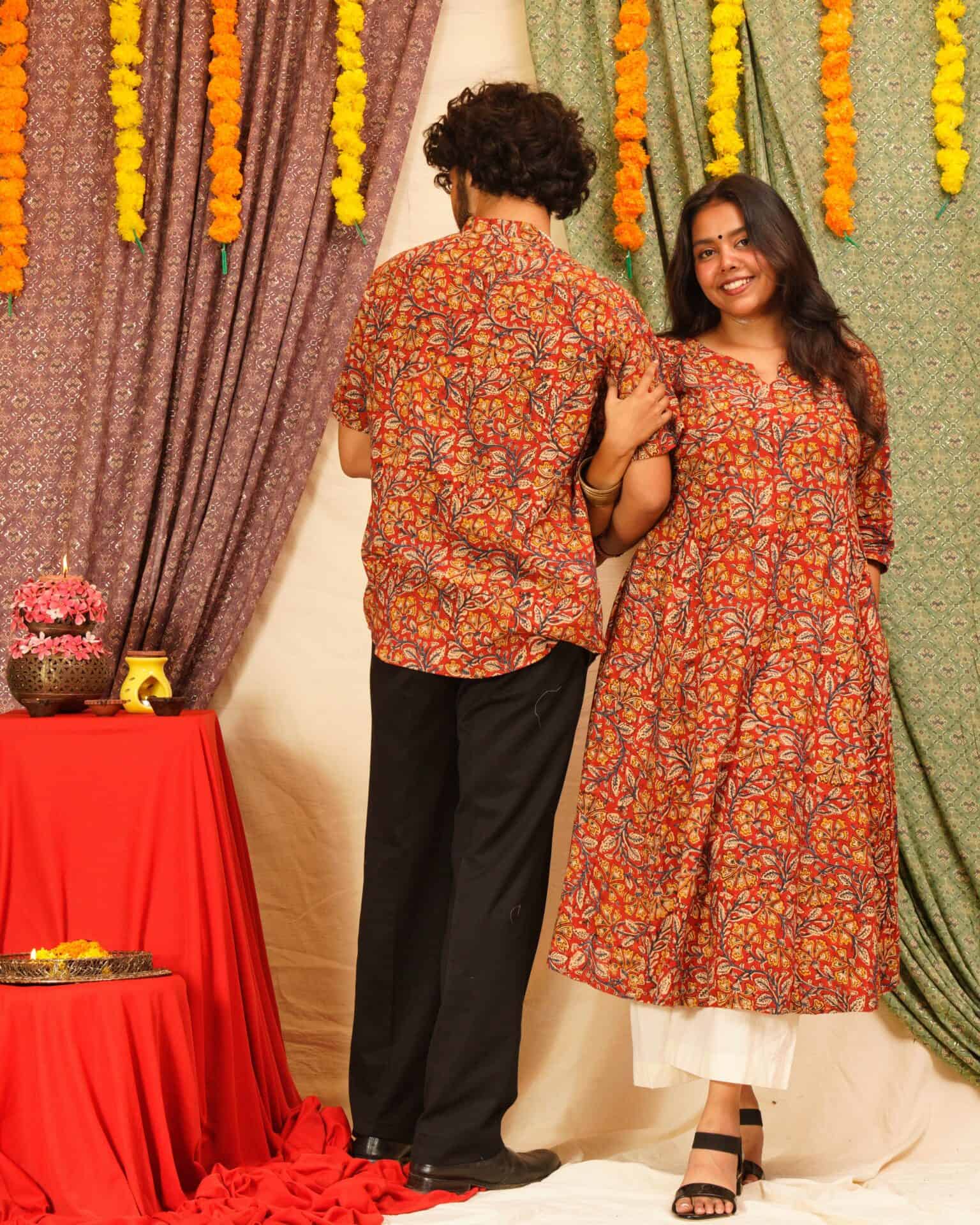 Red Floral Kiara Dawn Kurta Family Set