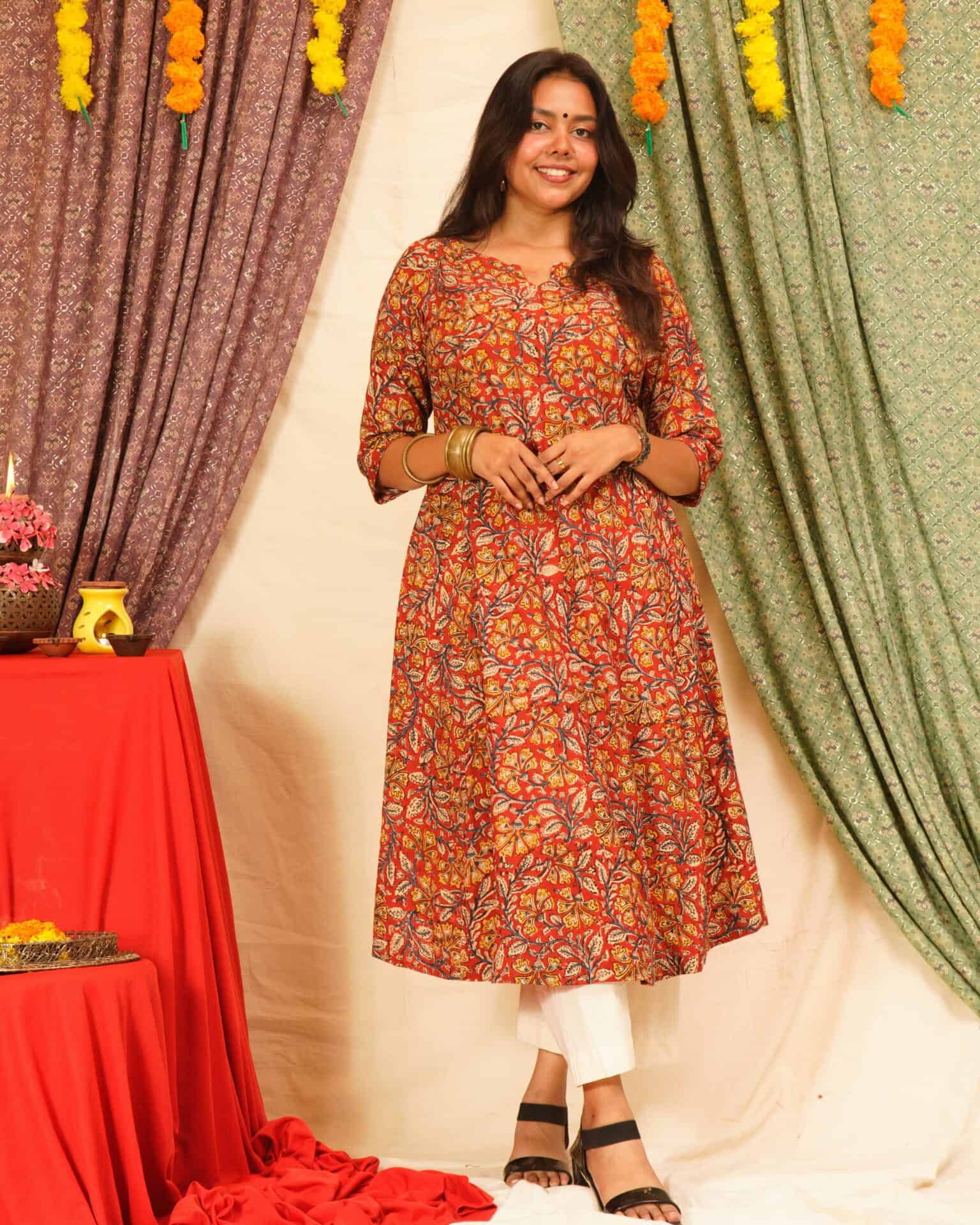 Red Floral Kiara Dawn Kurta
