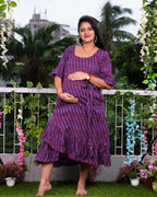 Wisteria Purple Senorita Ikat Nursing Dress