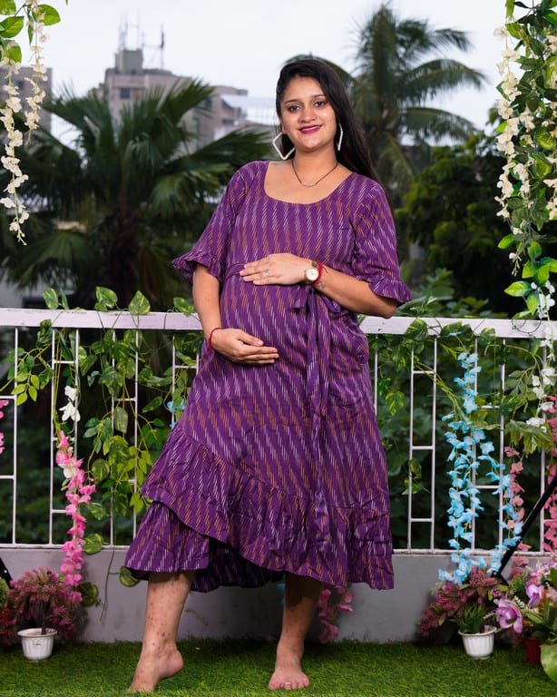 Wisteria Purple Senorita Ikat Nursing Dress