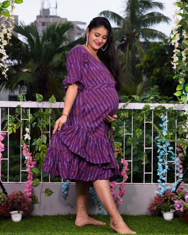 Wisteria Purple Senorita Ikat Nursing Dress