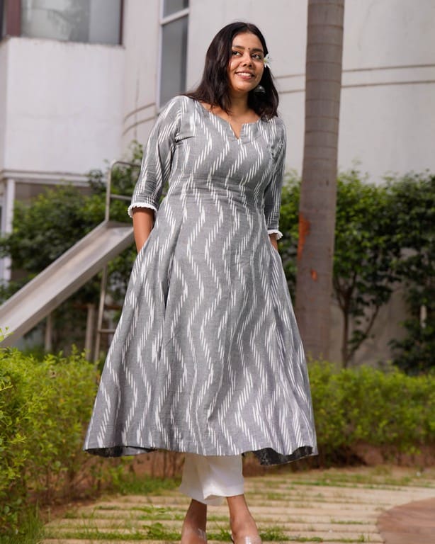Grey Blast Kali Kurta