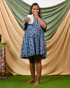 Indigo Warli Short Maternity Dress