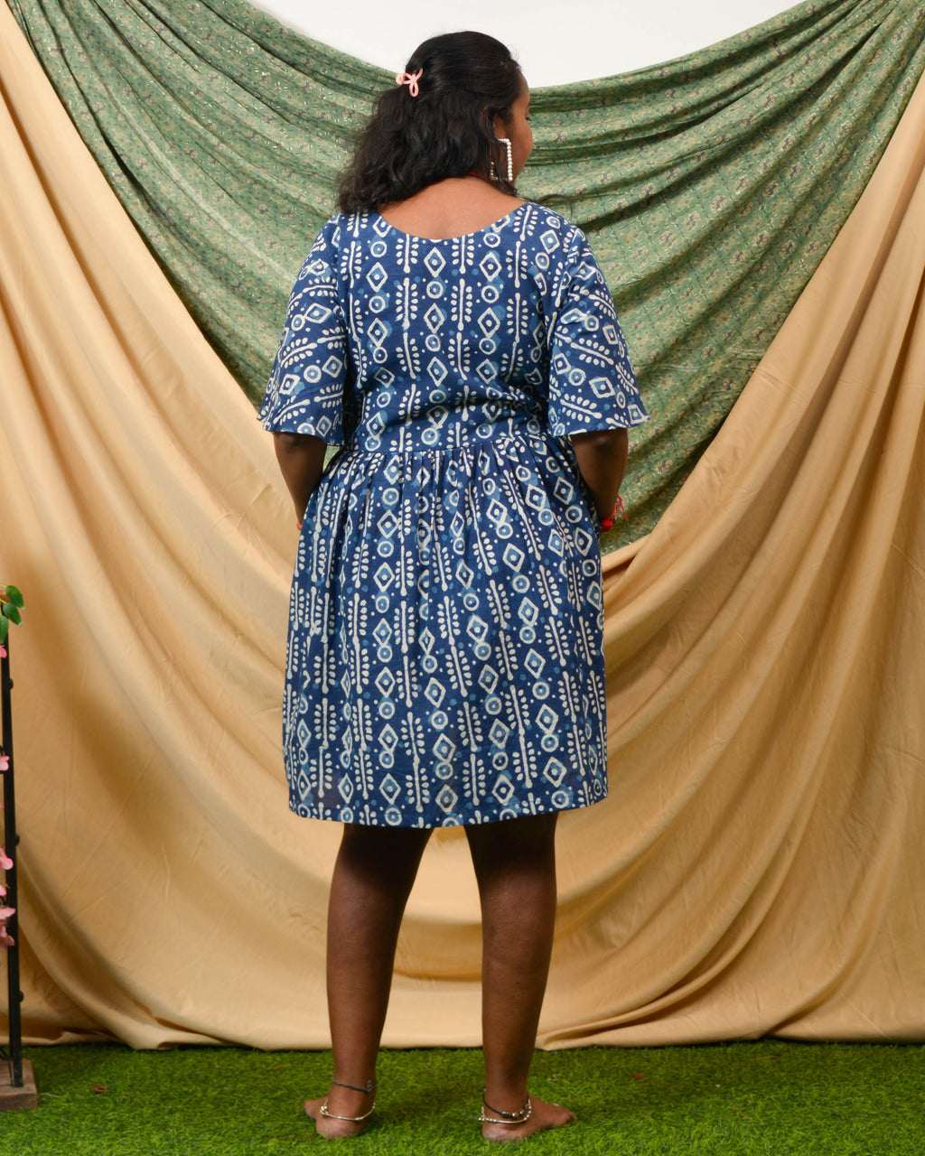 Indigo Warli Short Maternity Dress