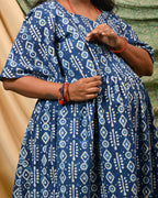 Indigo Warli Short Maternity Dress