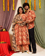 Queen Red Floral Angrakha Couple Set