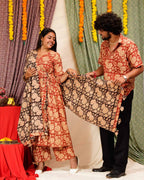 Queen Red Floral Angrakha Couple Set