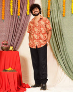 Queen Red Floral Angrakha Family Set