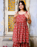 Red Fish Print Sharara Maternity Set