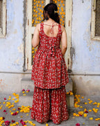Red Fish Print Sharara Maternity Set