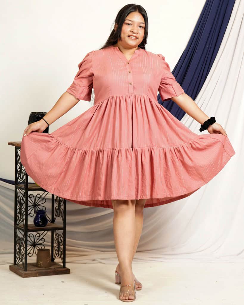 Starry Pink Short Plus Size Dress