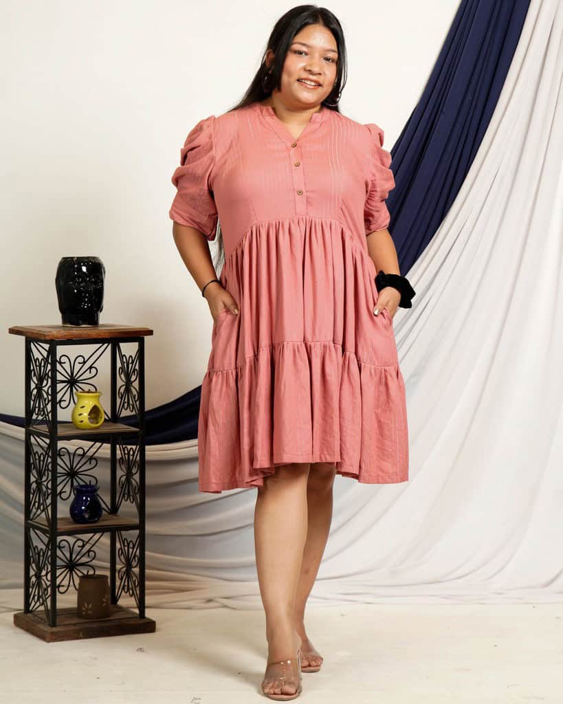 Starry Pink Short Plus Size Dress