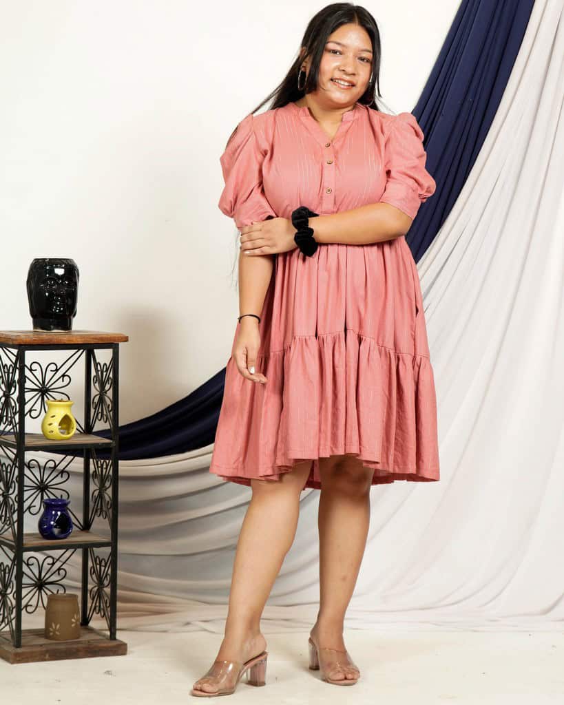 Starry Pink Short Plus Size Dress