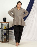 Black Striped Short Plus Size Kurta