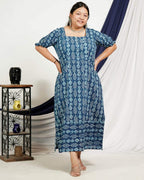 Indigo Warli Long Shift Plus Size Dress