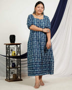 Indigo Warli Long Shift Plus Size Dress