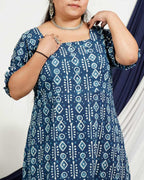 Indigo Warli Long Shift Plus Size Dress