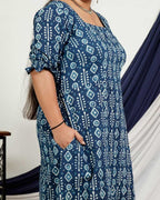 Indigo Warli Long Shift Plus Size Dress