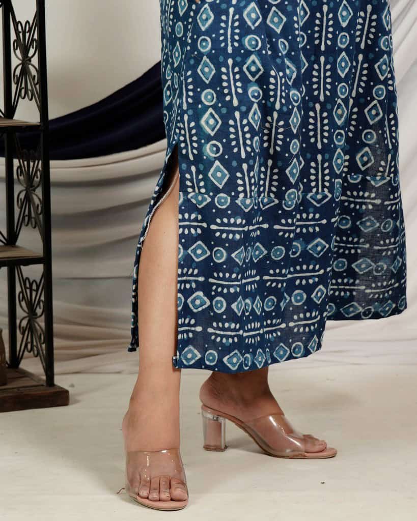 Indigo Warli Long Shift Plus Size Dress