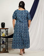 Indigo Warli Long Shift Plus Size Dress
