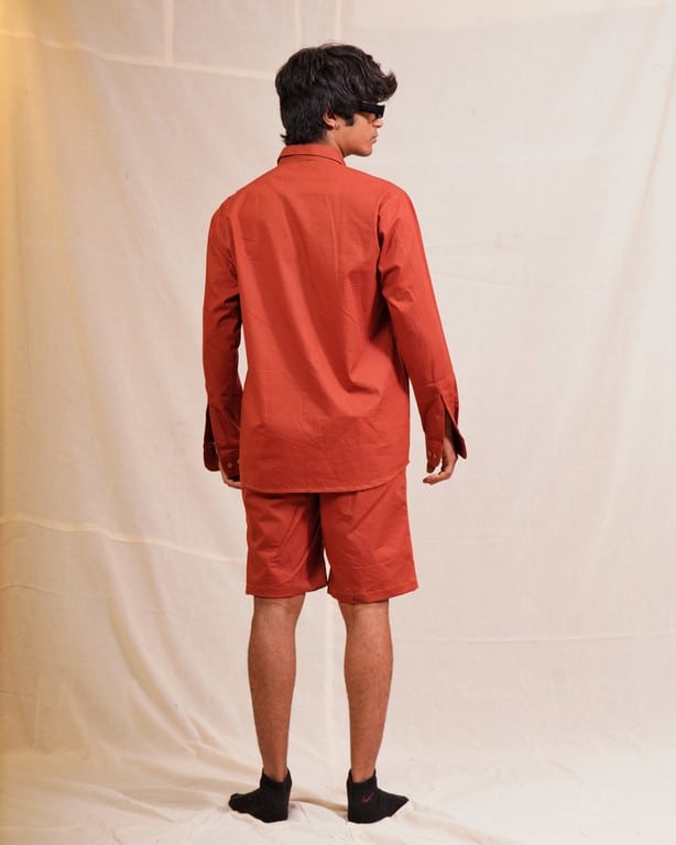 Brick Red Denim Shirt