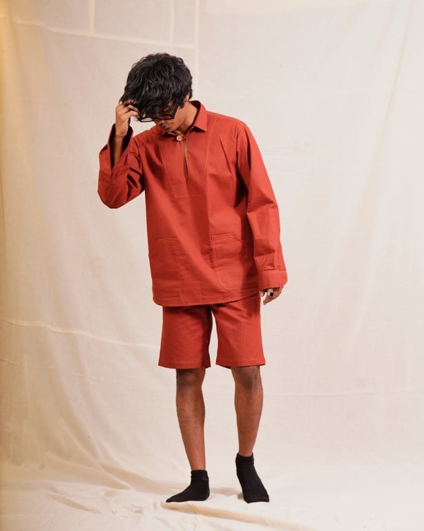 Brick Red Denim Shirt