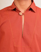 Brick Red Denim Shirt