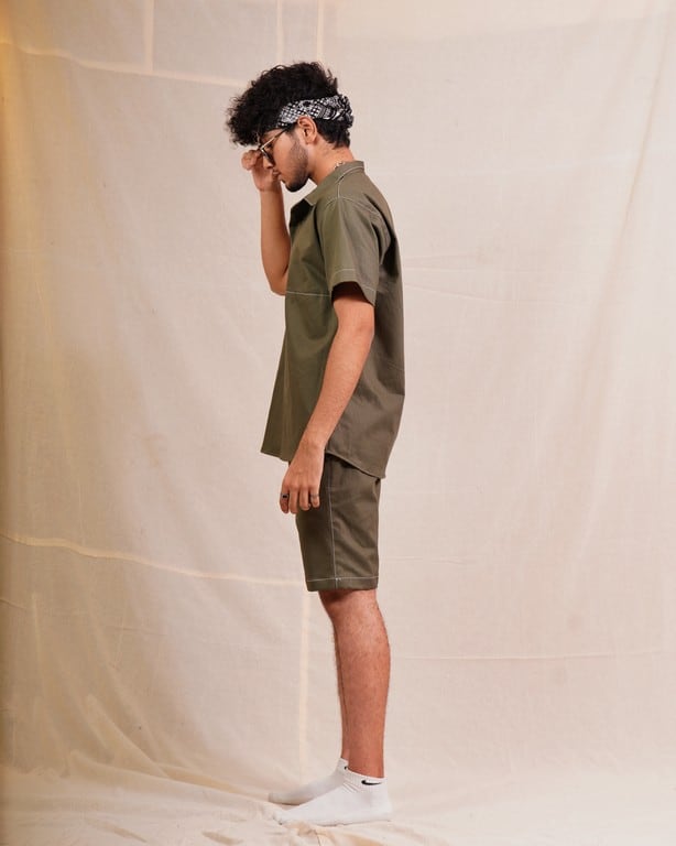 Olive green Denim Shirt