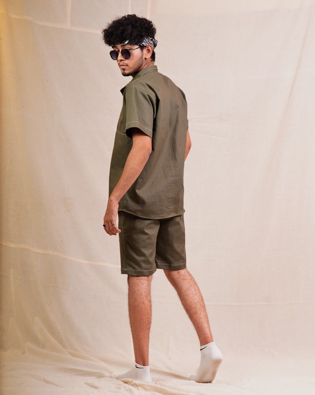 Olive green Denim Shirt Main image