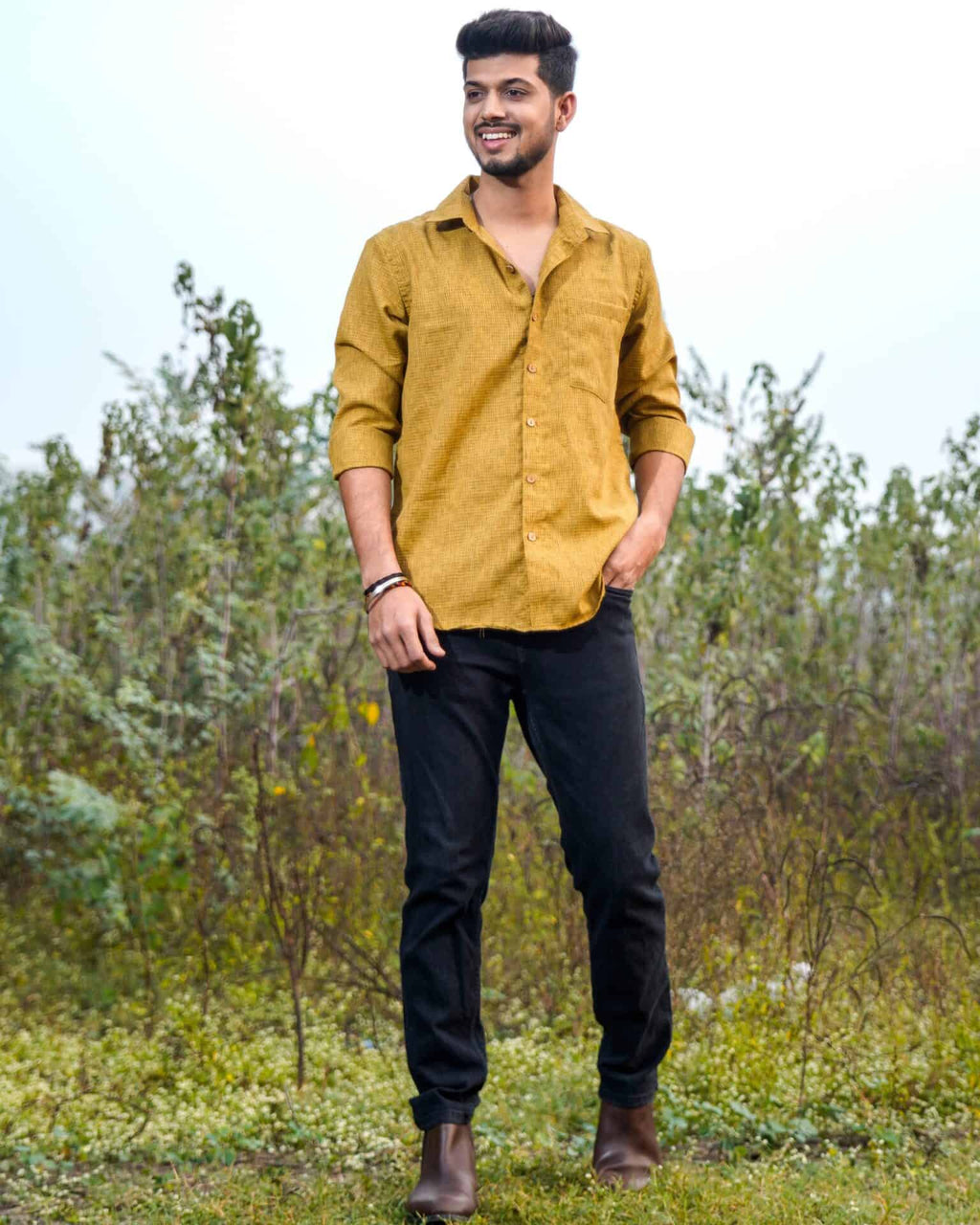 Mustard Checkered Shirt