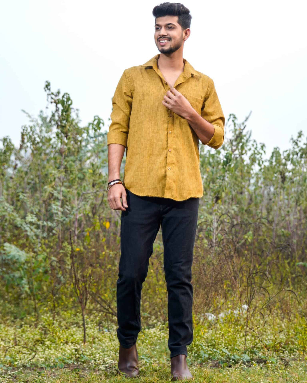 Mustard Checkered Shirt
