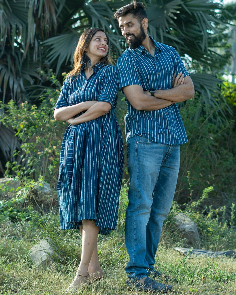Indigo Striped Couple